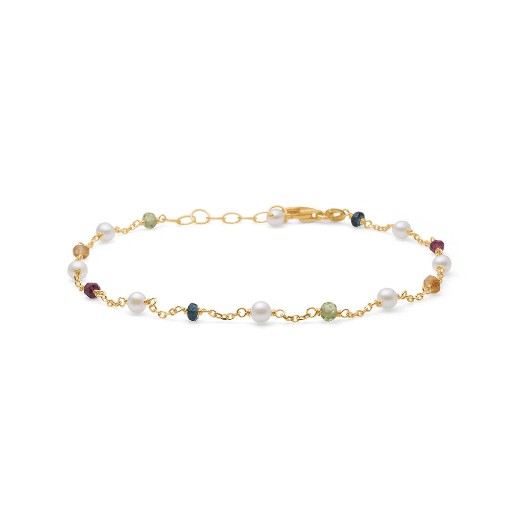 Mads Z Blossom Armbånd i 14 kt. Guld m. Peridot & Perler – 1556107