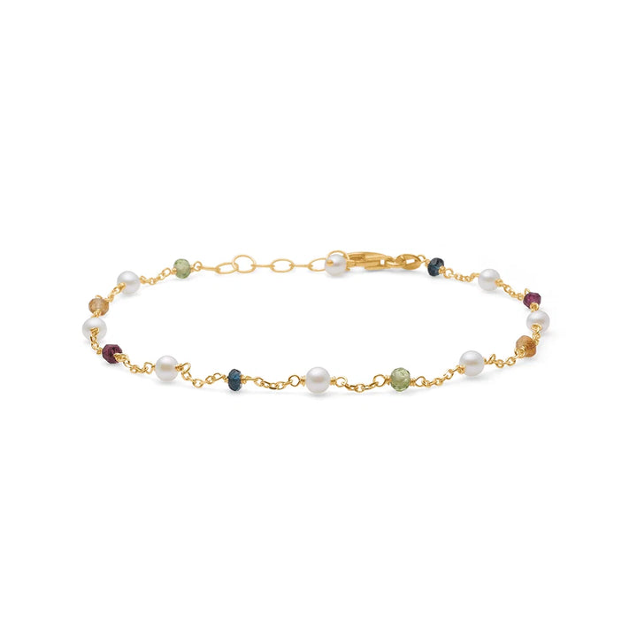 Mads Z Blossom Armbånd i 14 kt. Guld m. Peridot & Perler – 1556107