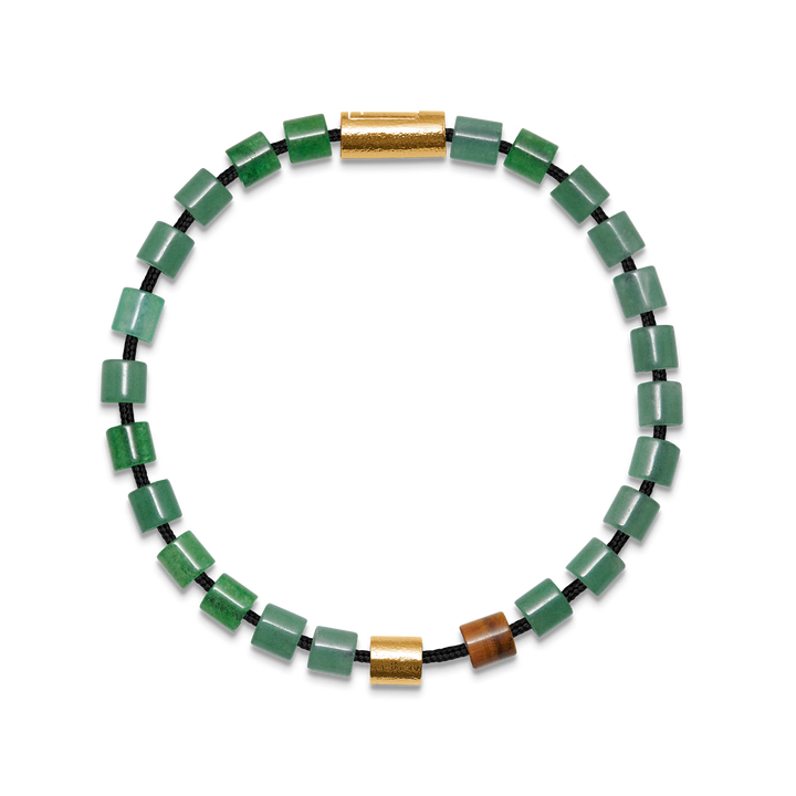 Mads Z Black Sun Crocodile Bay Armbånd - Grøn jade & Tigerøje – 5759003-001