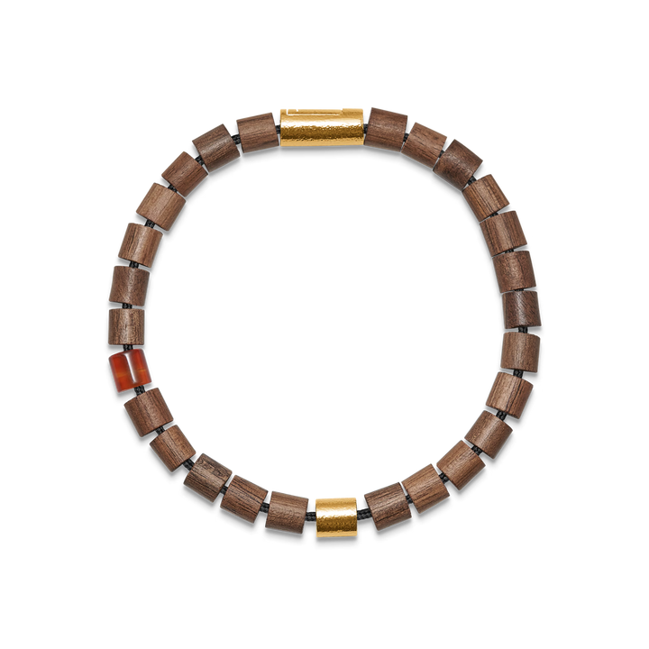 Mads Z Black Sun Organic Bay Armbånd - Rød Agat & Træperler – 5759016-001