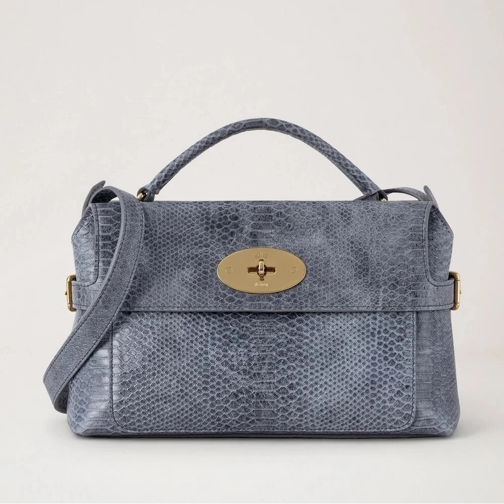 Mulberry Small Stevie Top Handle Foggy Grey Waxed Snake Print – HH0200/787D117
