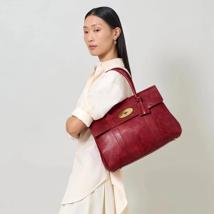 Mulberry Bayswater Apple Red Waxed Snake Print – produktbillede 2
