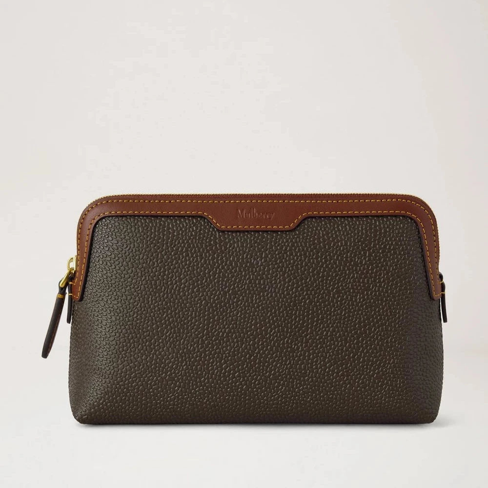 Mulberry Small Cosmetic Pouch Scotchgrain Mole & Cognac – RL9062/127Q330