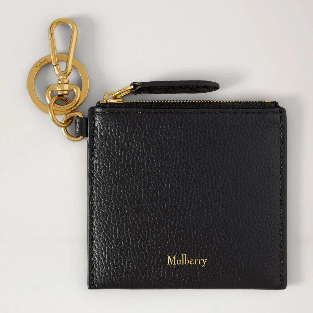Mulberry Clip Zipped Credit Card Pouch Black Small Classic Grain – RL9081/205A100