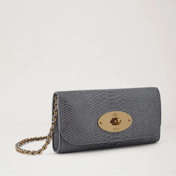 Mulberry Lily Chain Wallet Foggy Grey Waxed Snake Print – product image 2