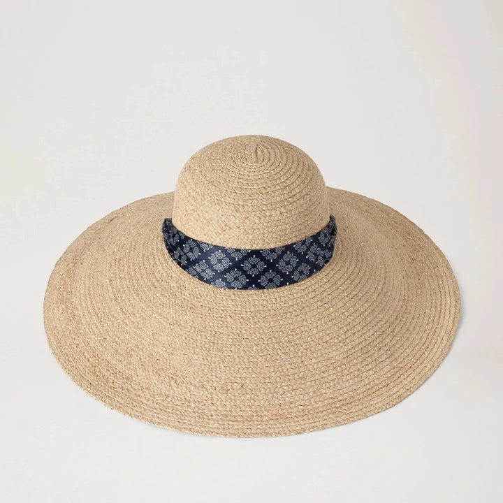 Mulberry Raffia Scarf Tie Sun Hat Beige 100% Raffia – produktbillede 2