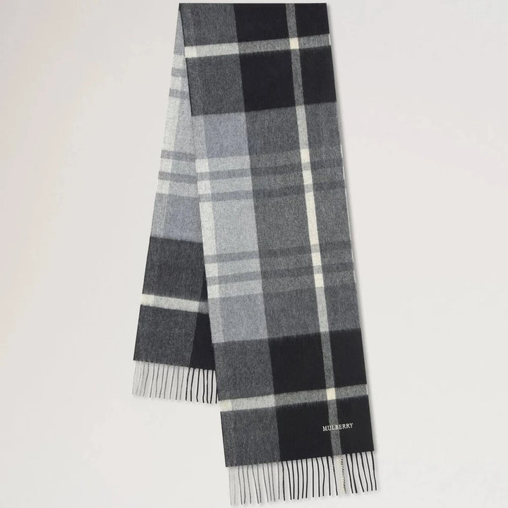 Small Check Merino Wool Scarf - Black & Foggy Grey – VS4319/890A938