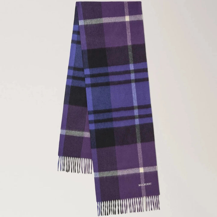 Mulberry Small Check Merino Wool Scarf -  Lilac & Amethyst – VS4319/890V193