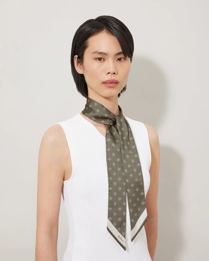 Mulberry Skinny Scarf - Mulberry Tree Linen Green Recycled Polyester – produktbillede 2