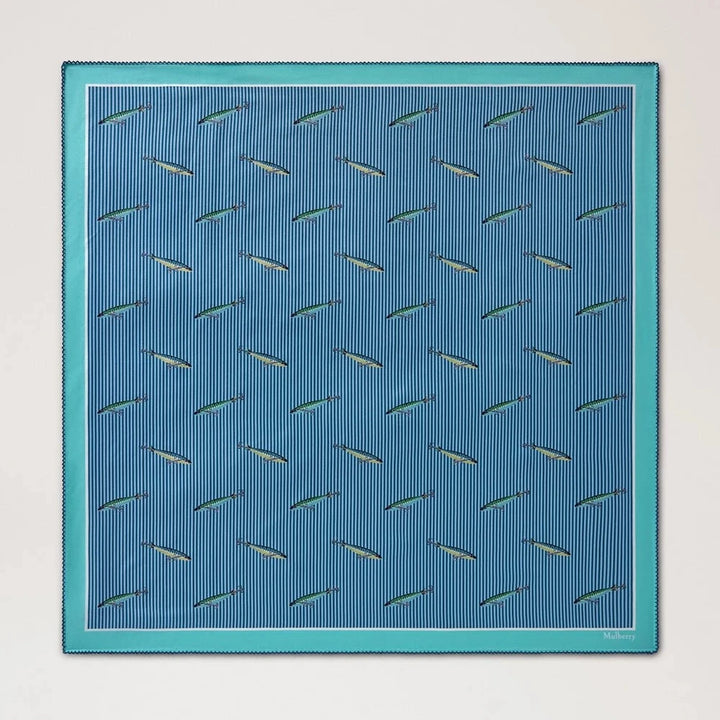 Mulberry Square Scarf - Fishing Lure Marina Blue Silk Twill – VS4891/209T629