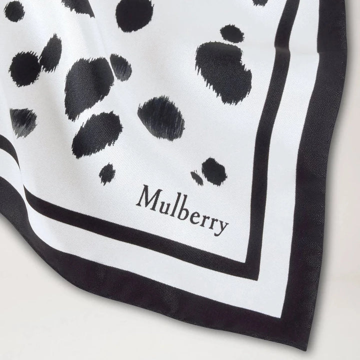 Mulberry Large Square Scarf - Dalmatian Black & Ecru Silk Twill – produktbillede 2