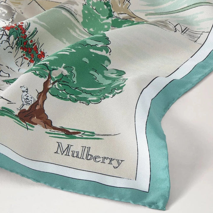 Mulberry Large Square Scarf - Town & Country Multicolour Silk Twill – produktbillede 2