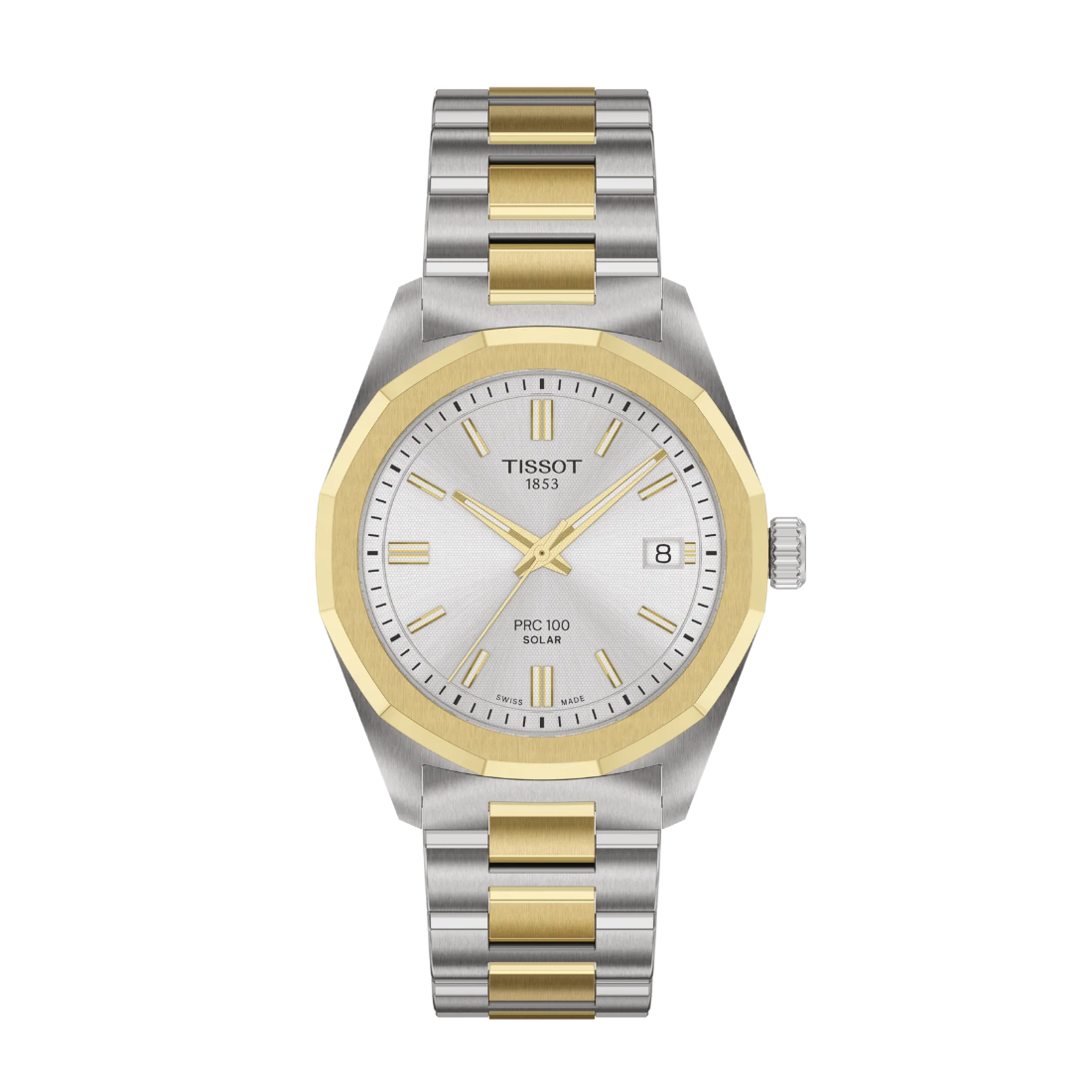 TISSOT PRC 100 SOLAR 34MM – GULD PVD / SØLV SKIVE – T1518222203100