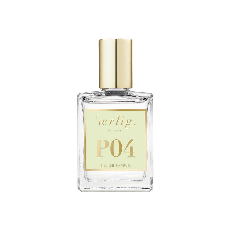 ærlig eau de parfum P04-15ml shows a square perfume bottle with golden lid, Model P04-15ml