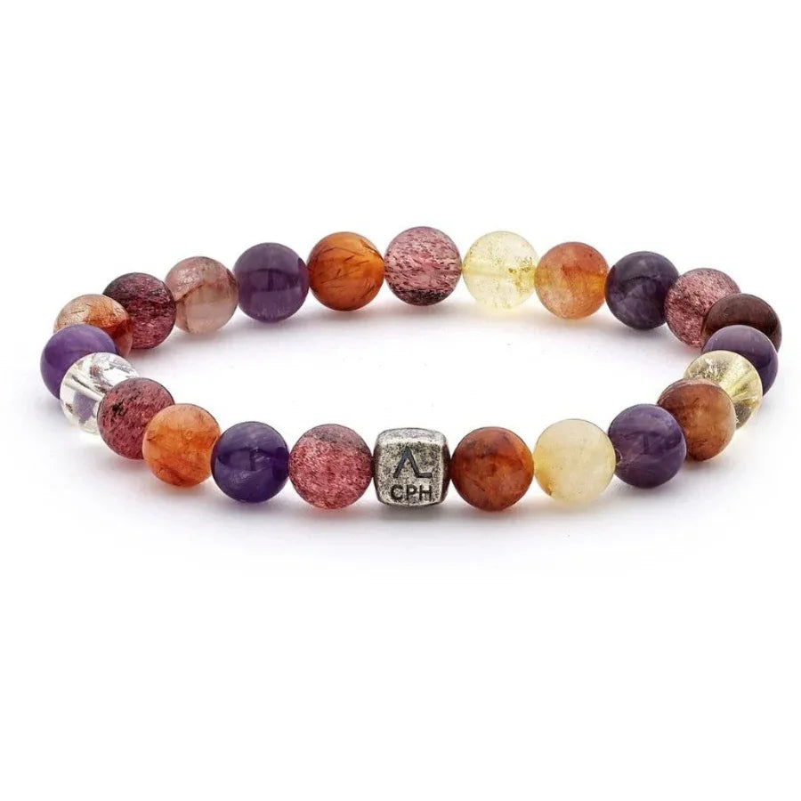 Alexander Lynggaard Bracelet Auralite 8mm with multicolored stones and silver detail, Model c01140-001-1