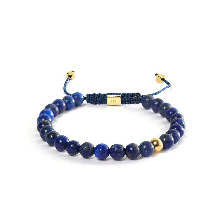 Alexander Lynggaard Armband Lapis Braided 6mm with blue pearls and gold details, adjustable cord. Model B00152-1