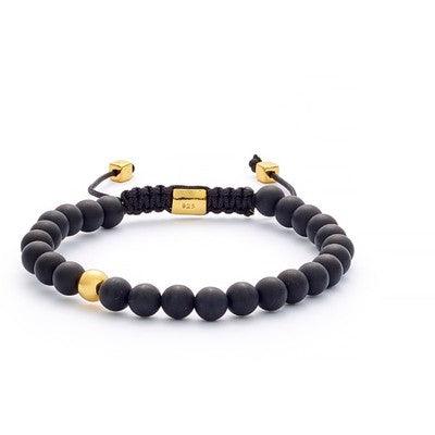 Alexander Lynggaard Bracelet Onyx Matte Braided 6mm with black matte pearls and gold-coloured details, Model B00072-001-1.