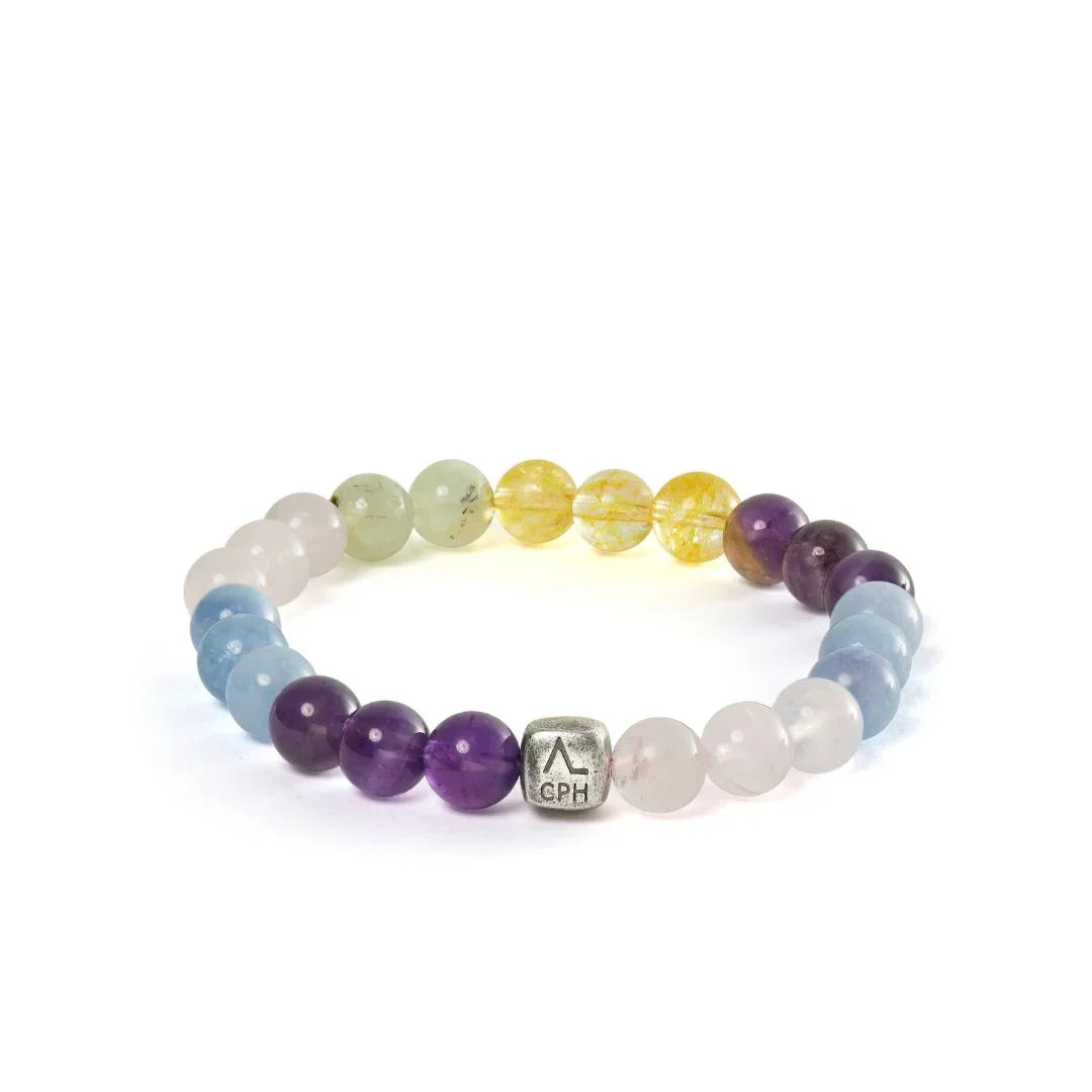Alexander Lynggaard Bracelet Saint Tropez 8mm with multicolored stone beads and silver detail, Model C10560-001-1.