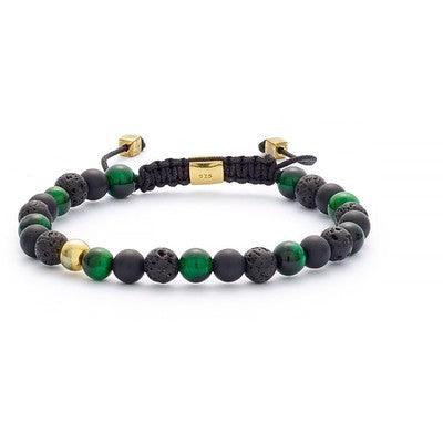 Alexander Lynggaard Bracelet Tuscany Braided 6mm in green, black and gold with pearls, Model B00052-001-1