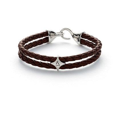 ALEXANDER LYNGGAARD ​​BOLO LEATHER brown braided leather bracelet with silver detail, Model L00140-001-1.