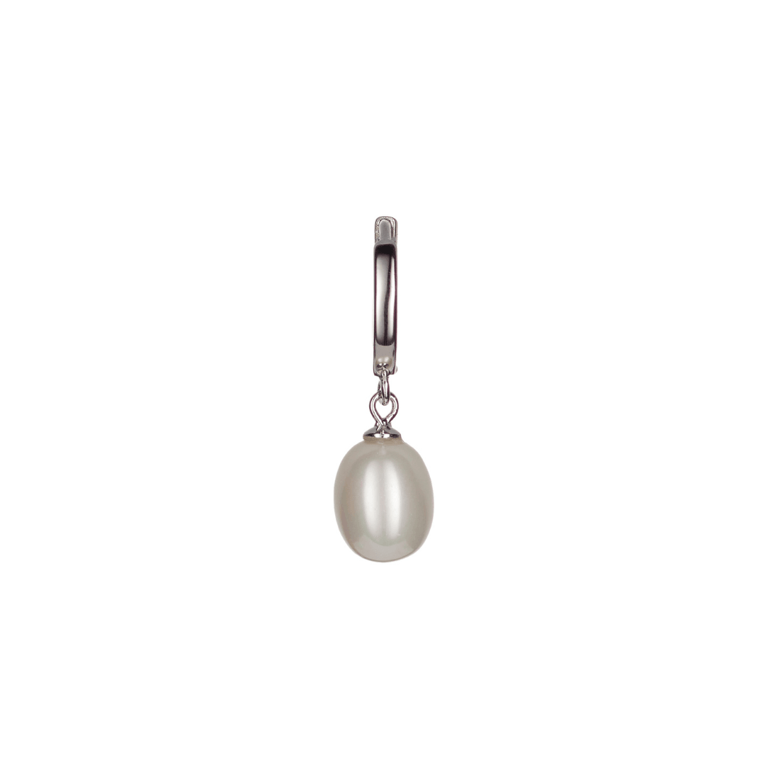 Alexander Lynggaard Hope Pearl Earrings with white pearl and silver hoop, Model E00001-1.