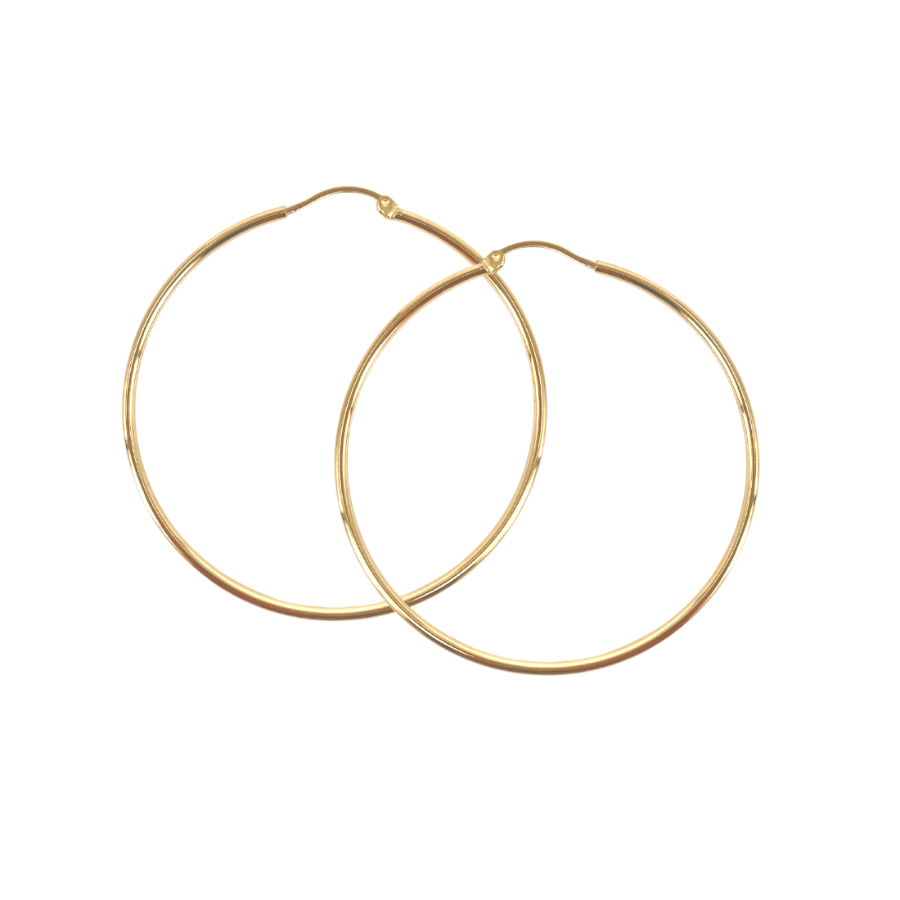 Aqua Dulce Ana Hoop in gold-plated silver, two large round creoles with shiny gold surface. Model 5732-5732-1