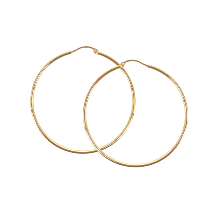 Aqua Dulce Ana Hoop in gold-plated silver, two large round creoles with shiny gold surface. Model 5732-5732-1
