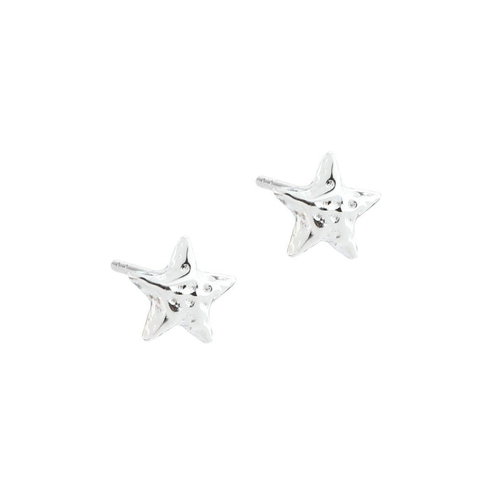 Aqua Dulce Astra Star stud earrings, silver-colored star-shaped earrings with a glossy surface. Model 5911-5911-1