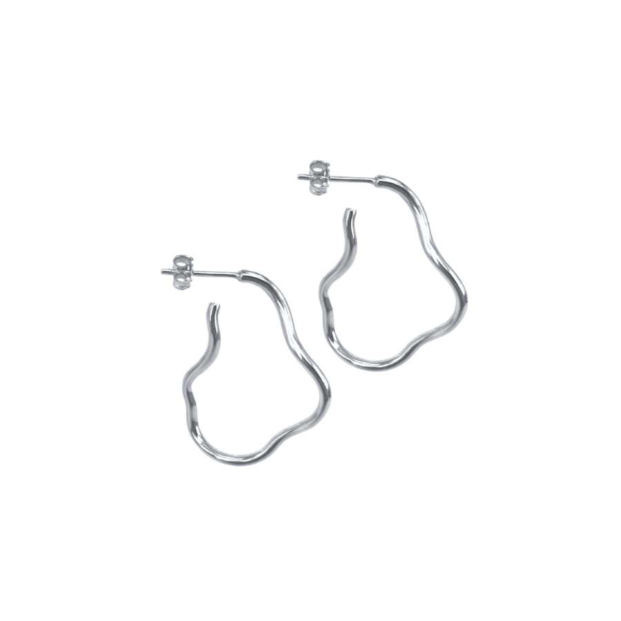 Aqua Dulce Curly Hoop Silver, open earrings in a wavy silver design with a glossy finish. Model 5717-1.