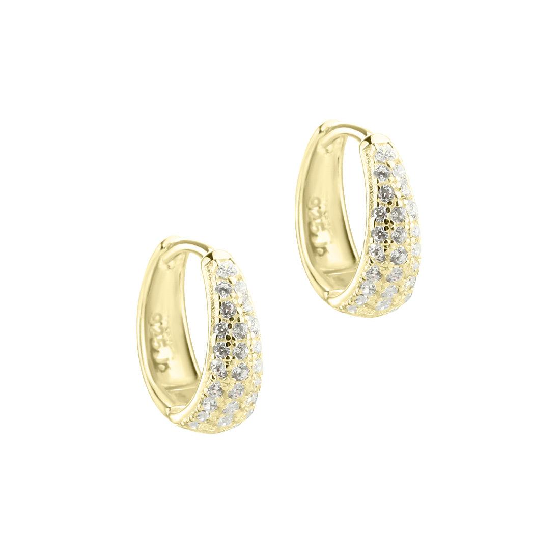 Aqua Dulce Darling Emma Small Hoop gold plated, elegant small gold earrings with clear stones. Model 5861-5861-1