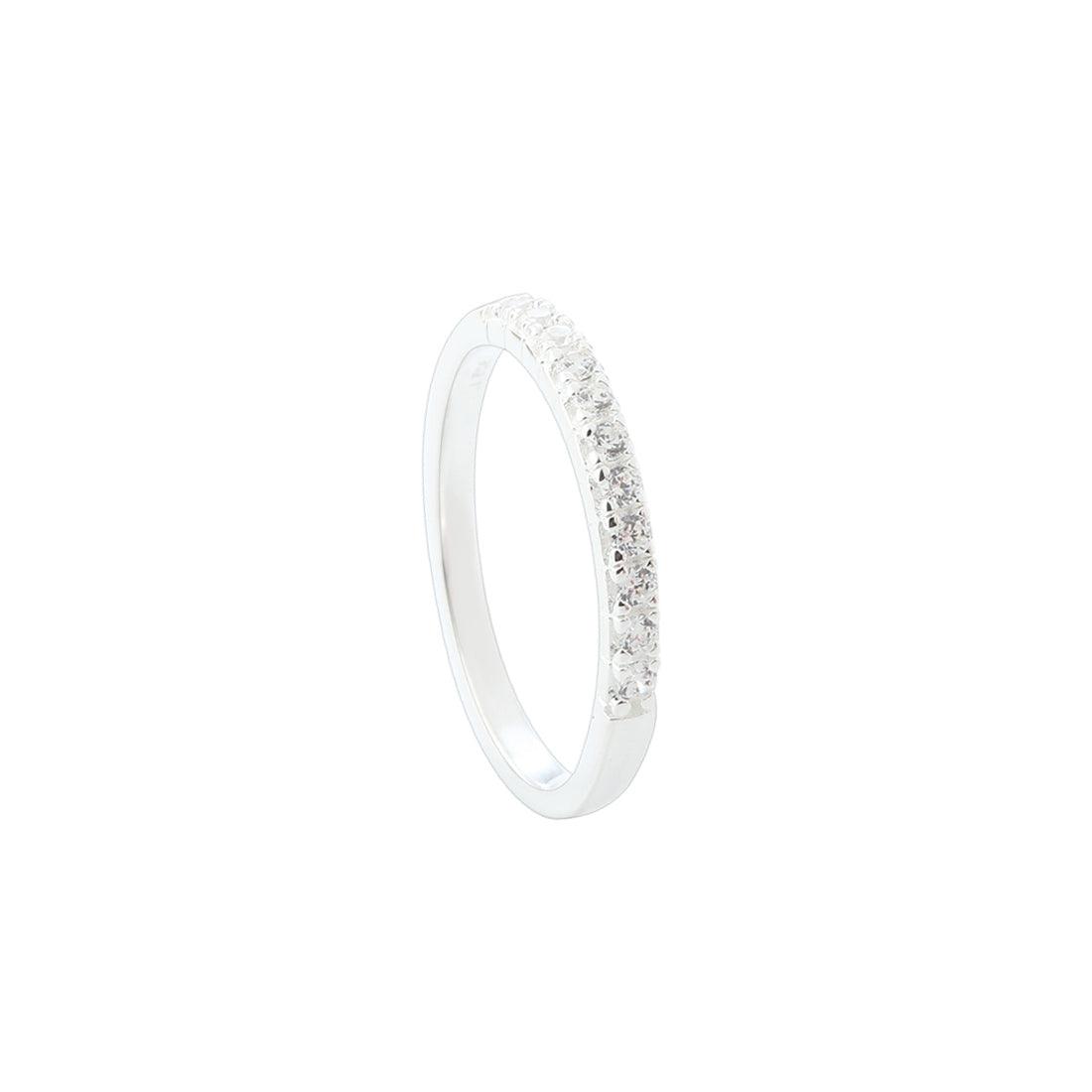 Aqua Dulce Darling Ring silver with clear stones, simple and in glossy design. Model 5985-5985-001.