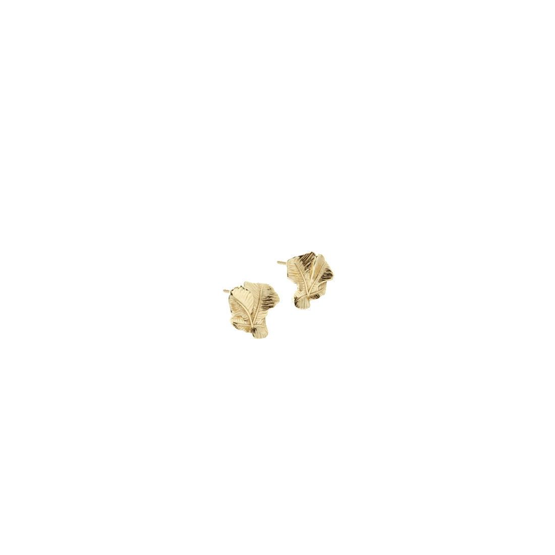 Aqua Dulce Folio Earrings in gold-plated silver show small leaf-shaped earrings in golden metal. Model 6184-1.