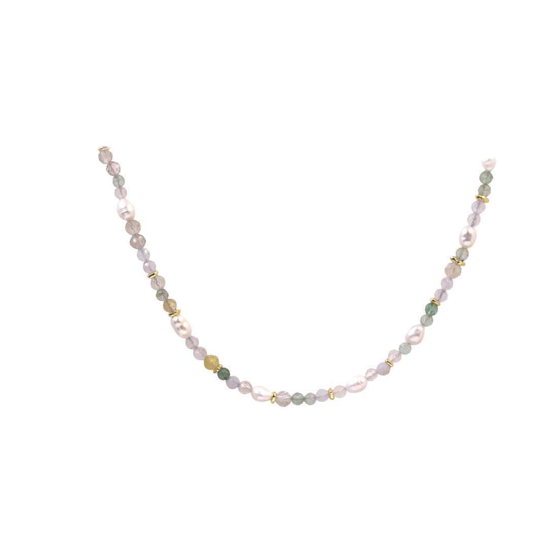 Aqua Dulce Fresa necklace in gold-plated silver with colorful pearls and gold tones, Model 6258-1