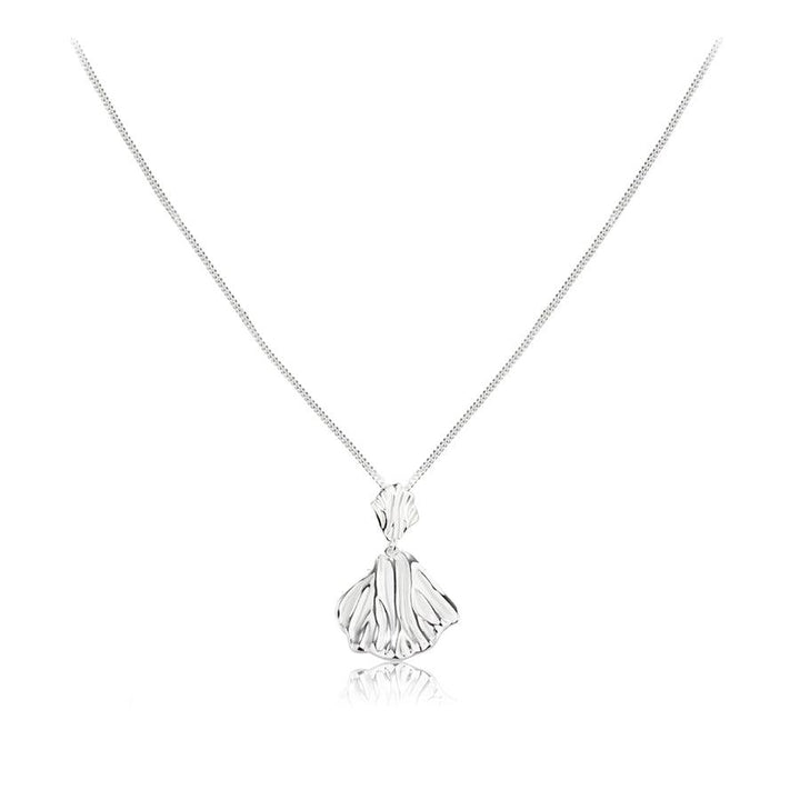 Aqua Dulce Hulda Long Necklace Silver with organically shaped pendant in shiny silver finish. Model 5363-5363-1