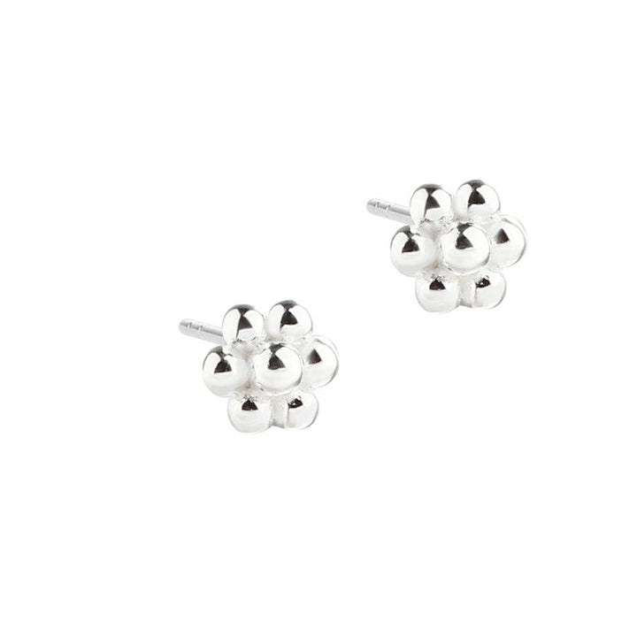 Aqua Dulce Mini Lots of Flowers earrings in silver with small shiny flowers, Model 5673-1