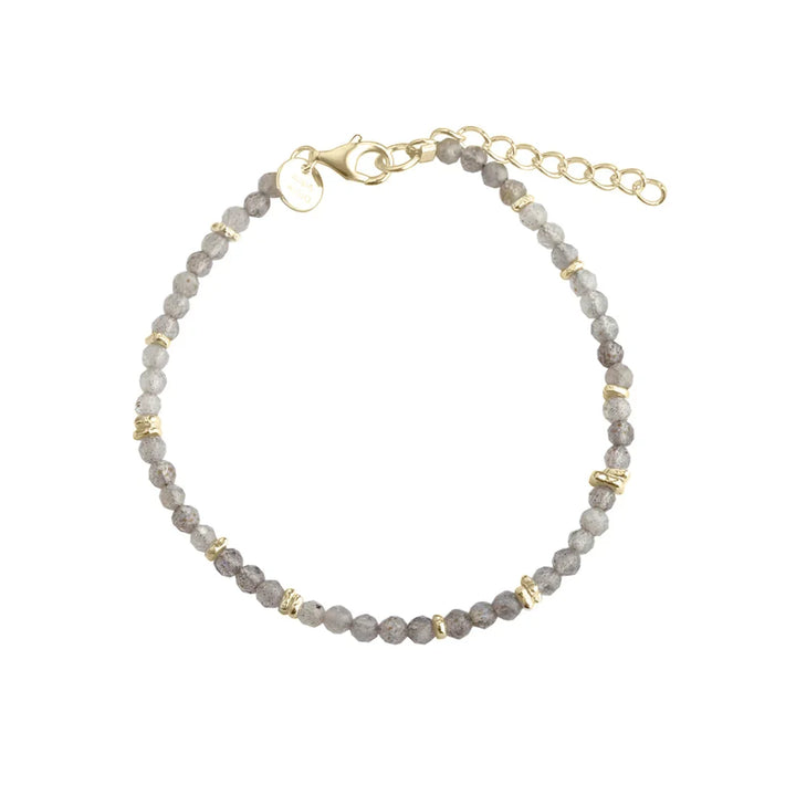 Aqua Dulce New Folio Bracelet in gold-plated, fine bracelet with gray stones and gold-coloured details. Model 6695-1