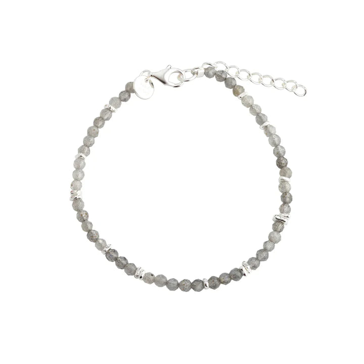 Aqua Dulce New Folio bracelet in silver with gray faceted pearls and discreet silver details, Model 6694-1