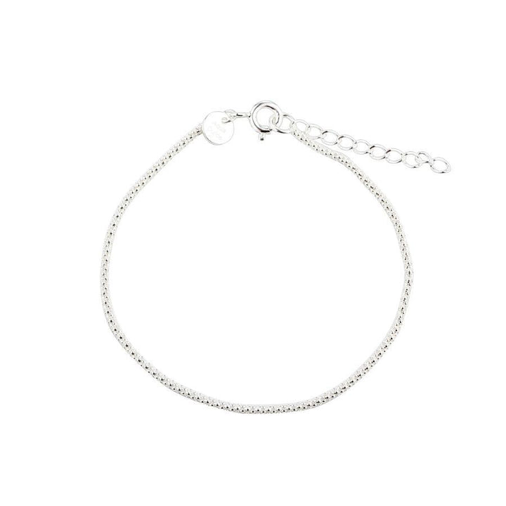 Aqua Dulce Popcorn bracelet silver in thin chain design with adjustable closure on white background. Model 6011-6011-1