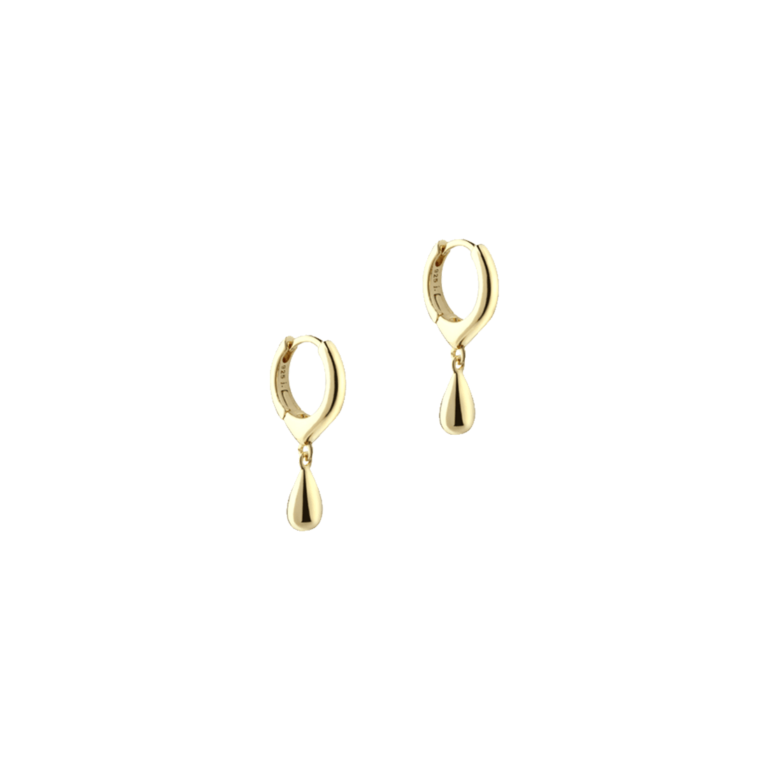 Aqua Dulce Shiny Drop Hoop in gold-plated silver, elegant drop earrings on a white background. Model 6178-1