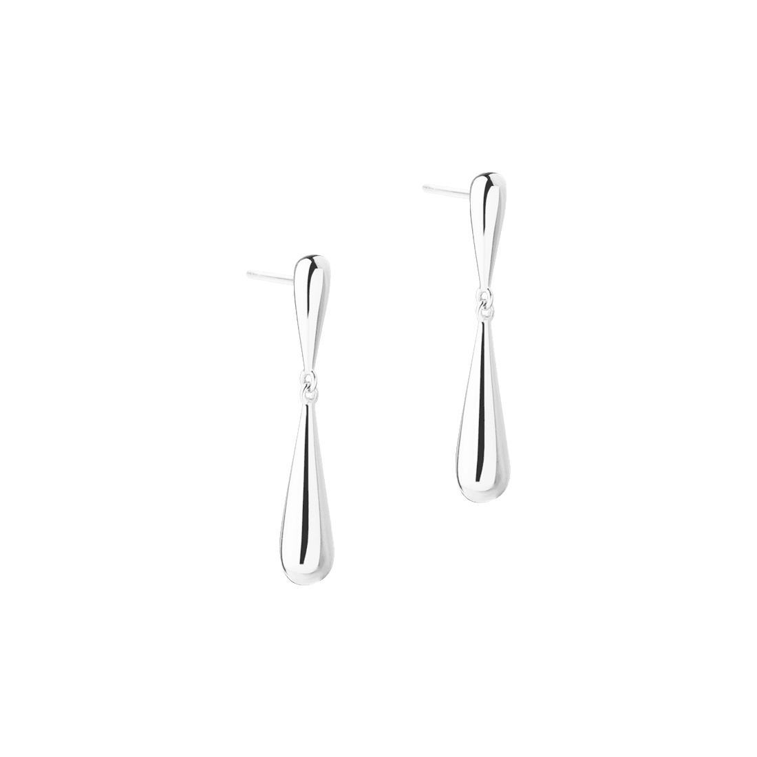 Aqua Dulce Shiny Drop earrings in silver with shiny, drop-shaped design. Model 6173-1.