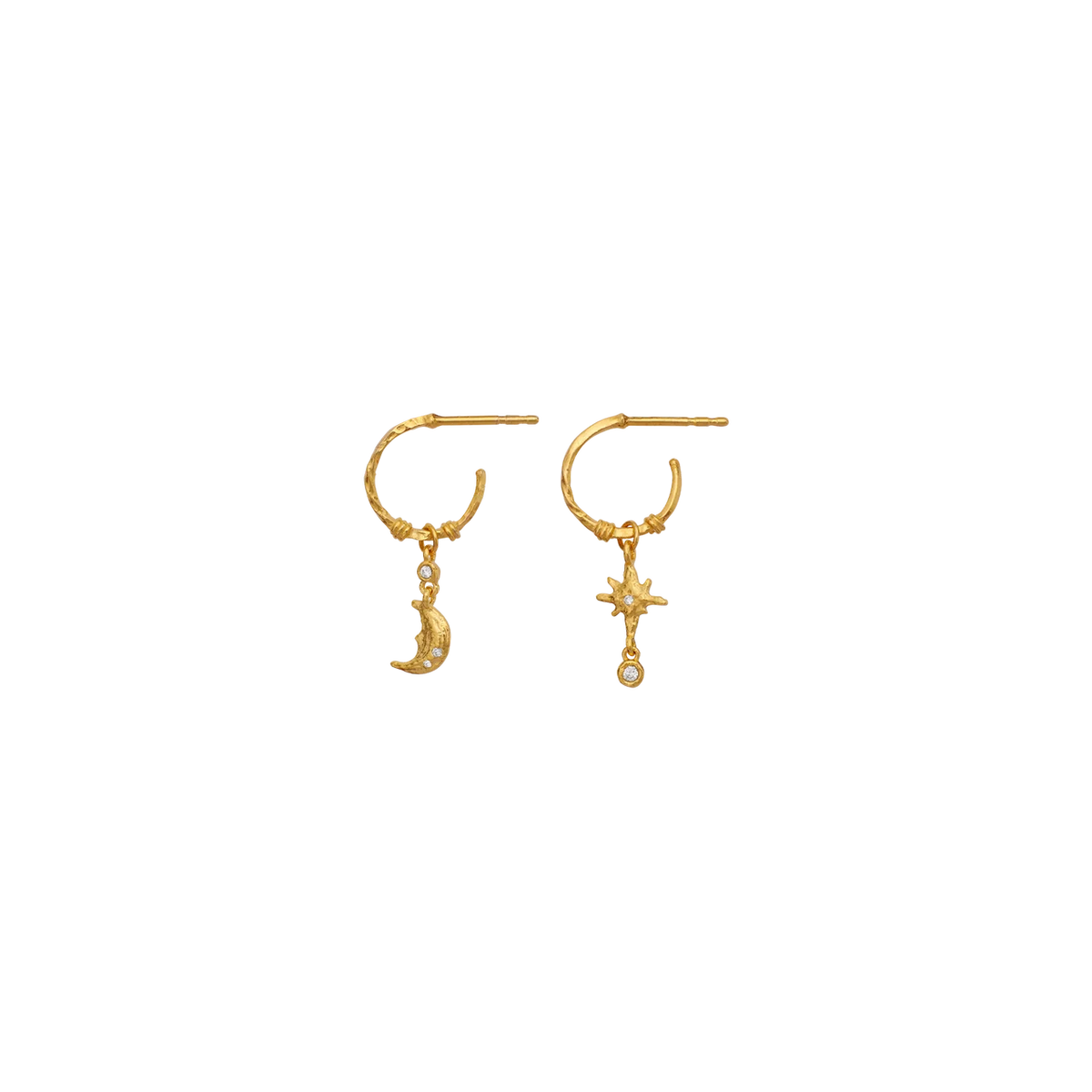 Maanesten Aurora Gold-Plated Earrings with Moon & Star – 10210A
