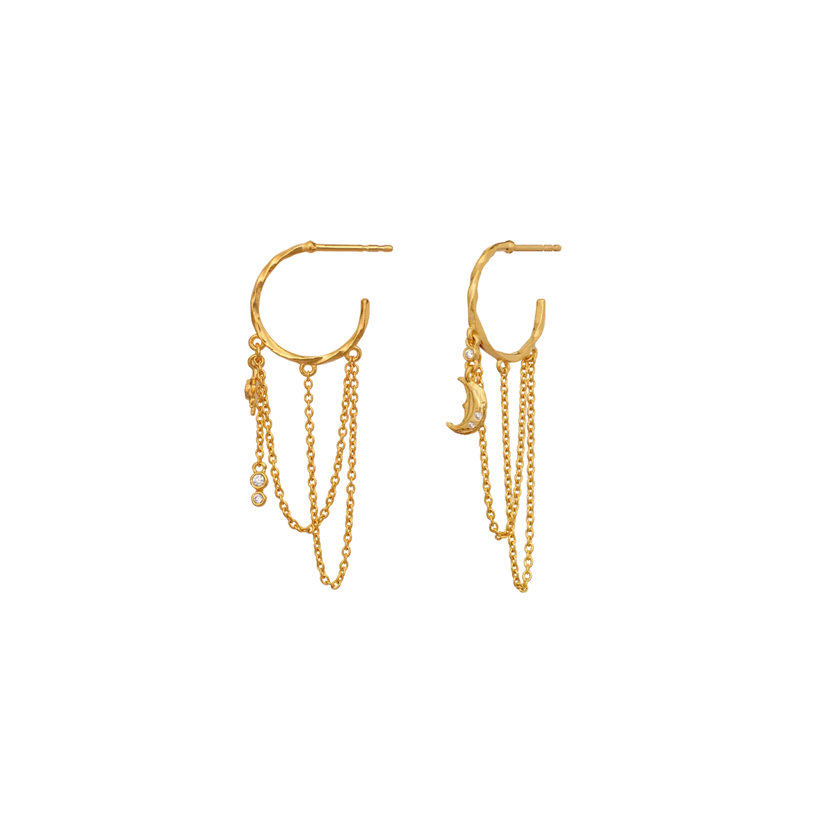 Maanesten Bjork Gold-Plated Earrings with Moon & Shooting Star – 10203A