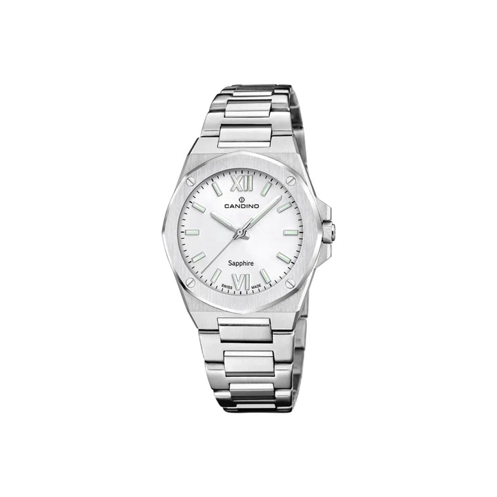 Candino Women's watch C47751 elegant women's watch in polished steel with silver dial and Roman numerals, Model C47751-1.