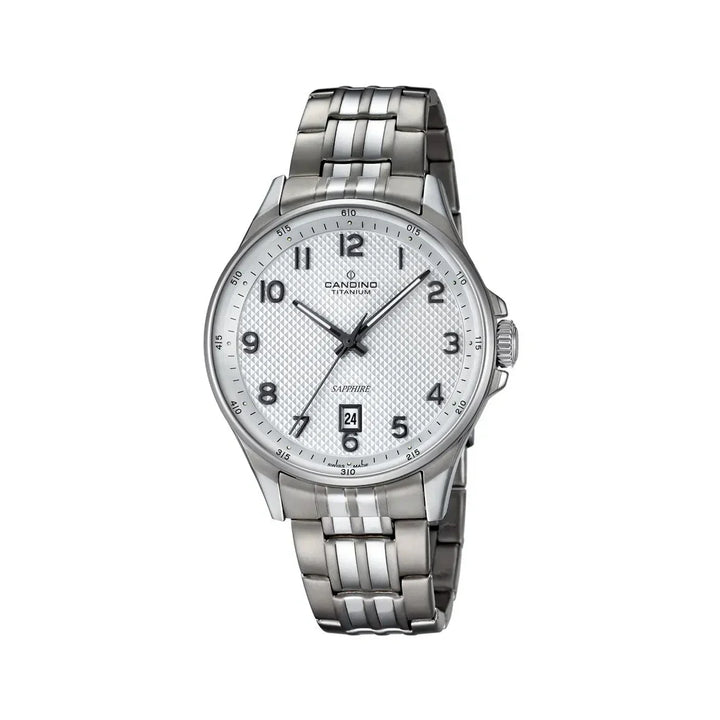 Candino Men's watch Titanium with silver dial and date display, elegant chain. Model C46061-C46061-1