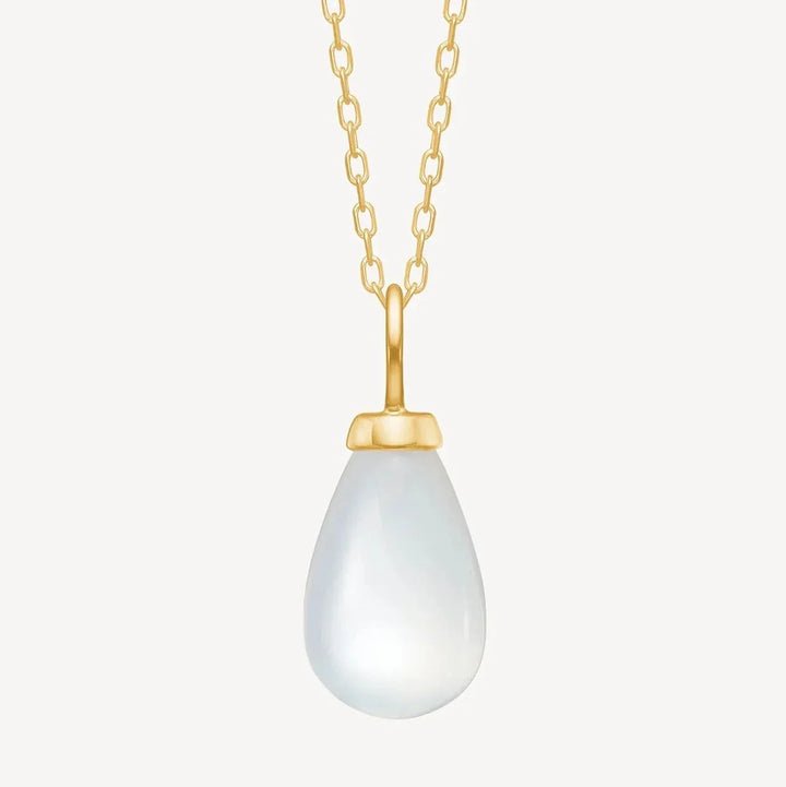 carre-10-carat-drop-wood-pendant-with-the-manesten shows a drop-shaped pendant with white stone and golden suspension, model TL4395MO-1.