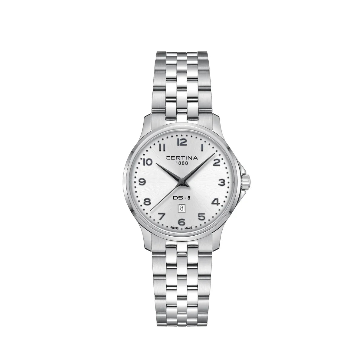 Certina DS-8 Lady 31mm Quarts M steel bracelet, silver dial and steel bracelet. Model C045.010.11.032.00