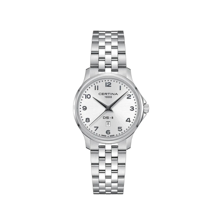 Certina DS-8 Lady 31mm Quarts M steel bracelet, silver dial and steel bracelet. Model C045.010.11.032.00