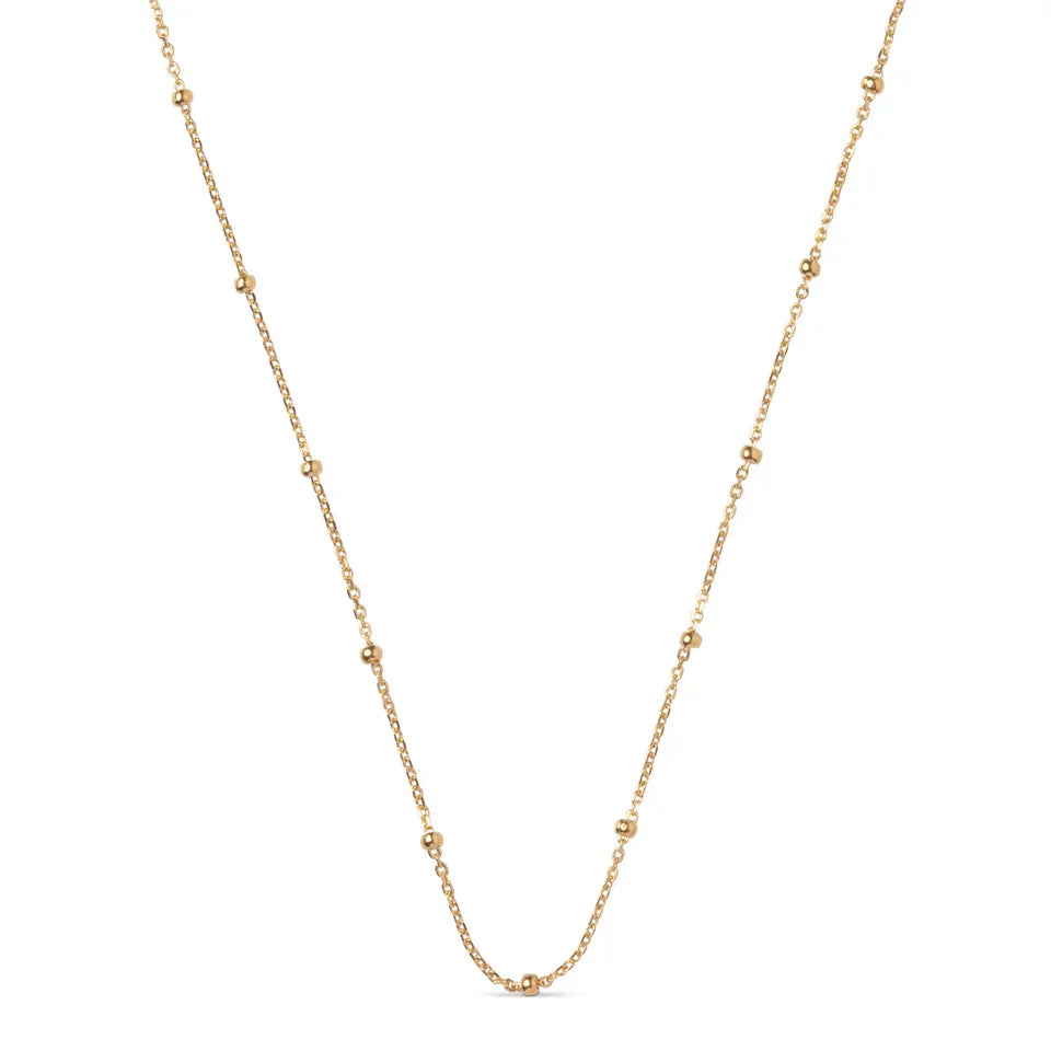 Enamel Beaded Chain necklace in gold-plated silver with small gold-colored pearl details, Model N141G-1