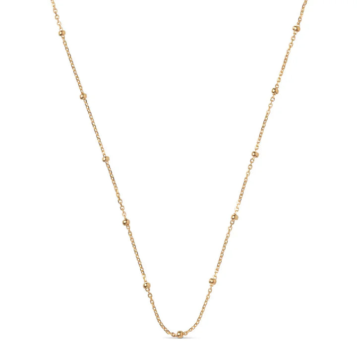 Enamel Beaded Chain necklace in gold-plated silver with small gold-colored pearl details, Model N141G-1