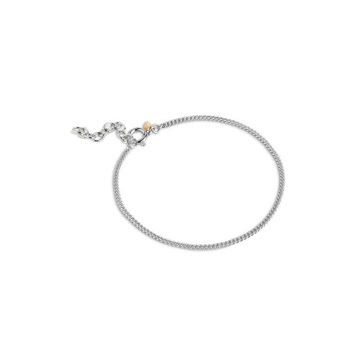 Enamel Curb Chain Armband Silver shows a simple silver bracelet with fine chain and small gold detail. Model b123s-b123s-1